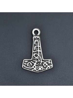 Alooya Thor Mjollnir Hammer Gümüş Kaplama Kolye Ucu