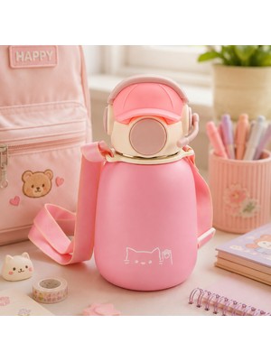 Emofom Gamer Termos Matara 500 ml Paslanmaz Çelik Pipetli Suluk (5 Yaş Üstü) Çocuk Suluğu 10 x 18 cm