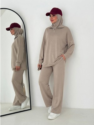 Maimoda Kadın Modest Yaka Fermuarlı Comfort Modal Ikili Takım