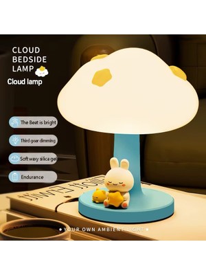Margo Toys Sevimli Tavşan Figürlü Bulut Masa ve Çocuk Odası Gece Lambası