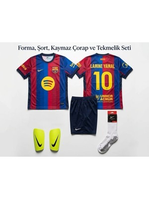 Lamine Yamal Barcelona Yeni Sezon Forma Seti - (Kaymaz Çorap ve Tekmelikli Avantaj Paketi)