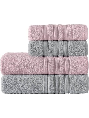 Brf Store Fhm-Prıme Riona Pamuklu 50X90-70X140 cm 4'lü Banyo Havlu Seti (Pembe)