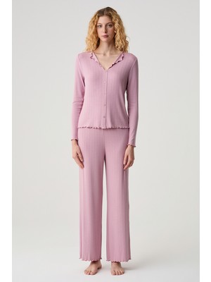 Catherine's Pointel Kumaş Pat Detaylı Rahat Kesim Pijama Takımı
