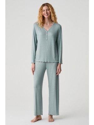 Catherine's V Yaka Yarım Patlı Pijama Takmı
