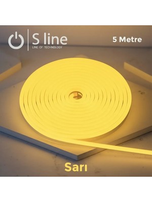 Aslanoğlu Store Amber Sarı Şerit LED 12V 2835 Neon 120D 5 Metre