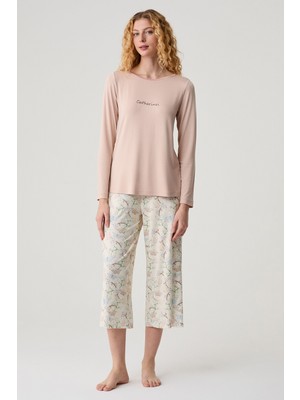 Catherine's Çiçek Desenli Kapri Pijama Takmı