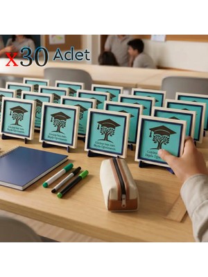 Miawiki Hayat Ağacı Temalı Öğrenci Hediyesi 30’lu Set; Öğretmen Ismine Özel Yıl Sonu Hatırası 10X10 cm