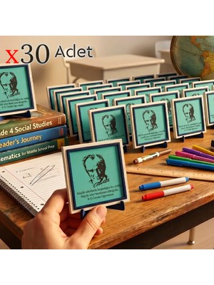 Miawiki Okuldan Unutulmayacak Bir Hatıra, Atatürk Temalı Hediye, Öğrenci Ismine Özel  30'lu Set, 10X10 cm