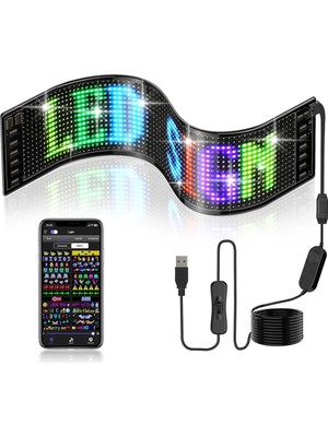 Acetech Programlanabilir 35X10CM LED Matrix Kayan Yazı – 20X64 Pixel, Emoji & Bluetooth App Kontrol!