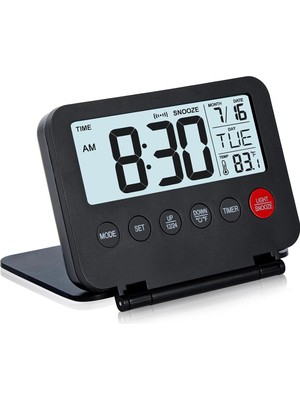 Acetech Katlanır LCD Dijital Masa Saati (10X8 Cm) - Alarm, Takvim & Sıcaklık Göstergeli