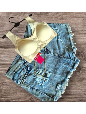 Sarvexa Önden Düğmeli Microfiber Lazer Kesim Sütyen Çıkarılabilir Pedli
