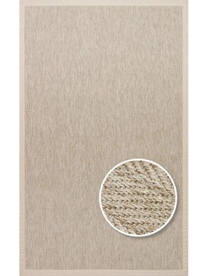 Nevmahall Modern Tasarımlı Balık Sırtı Desen Sisal Bej Kumaş Bordür Halı
