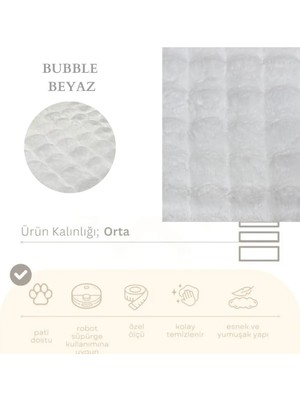 Nevmahall Yumuşak Peluş Dokulu Tüy Dökmez Kaymaz Taban Bubble Peluş Halısı Gri