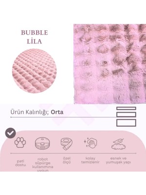 Nevmahall Yumuşak Peluş Dokulu Tüy Dökmez Kaymaz Taban Bubble Peluş Halısı Gri