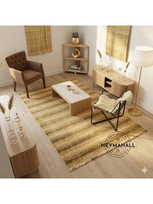 Nevmahall Makinede Yıkanabilir Kaymaz Taban Antialerjik Çizgi Geçişli Kilim Serisi Lidya