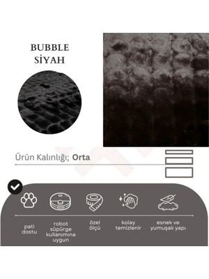 Nevmahall Yumuşak Peluş Dokulu Tüy Dökmez Kaymaz Taban Bubble Peluş Halısı Gri