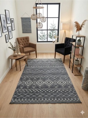 Nevmahall Makinede Yıkanabilir Kaymaz Taban Antialerjik Iskandinav Desenli Kilim Serisi Garden