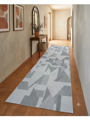 Nevmahall Premium Kalite Makinada Yıkanabilir Kaymaz Taban Antialerjik Spor Desen Wool Sisal Halı Gri