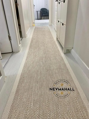 Nevmahall Kolay Temizlenebilen Balık Sırtı Desenli Sisal Plus Halısı Krem-Bej