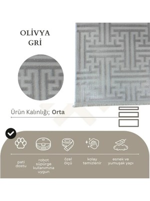 Nevmahall Yumuşak Dokulu Kaymaz Taban Labirent Desenli Olivya Makine Halısı