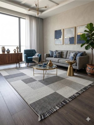 Nevmahall Kaymaz Tabanlı Buklet Yama Gri Antrasit Halı