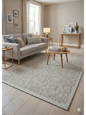Nevmahall Modern Tasarımlı Gri Kumaş Bordürlü Sisal Dokuma Halı Gri