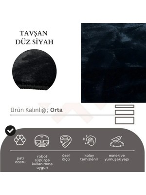 Nevmahall Sık Dokumali Tavşan Tüyü Peluş Yumuşak Post Kesim Halısı Düz Renk