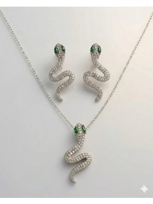 Parla Snek Kolye Küpe Set Altın