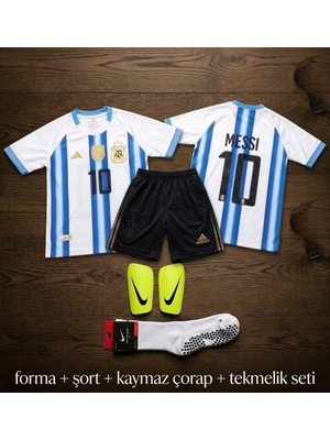 Messi Arjantin Milli Takım Yeni Sezon Forma Seti - (Kaymaz Çorap ve Tekmelikli Avantaj Paketi)