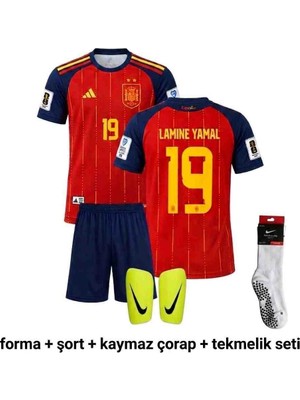 Lamine Yamal Ispanya Milli Takım Yeni Sezon Forma Seti - (Kaymaz Çorap ve Tekmelikli Avantaj Paketi)