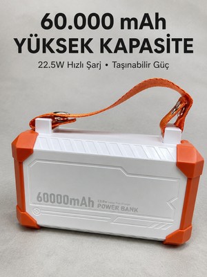 Teknoparkx Kamp ve Seyahat Için 60000 Mah Powerbank 22.5W Hızlı Şarj Acil Durum Işıklı Taşıma Saplı