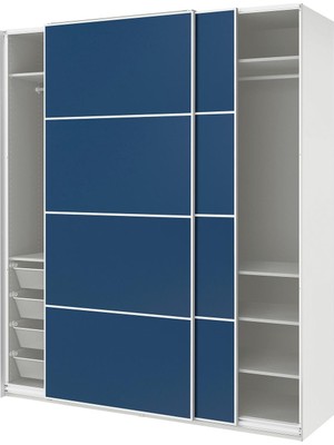 Hobiurun Pax Sürgü Kapaklı Gardırop , Beyaz-Mavi, 200X66X236 cm