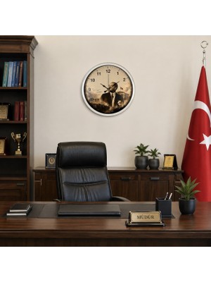 Hsc Bilişim Atatürk Beyaz Prestij 40 x 40 cm Metal Duvar Saati