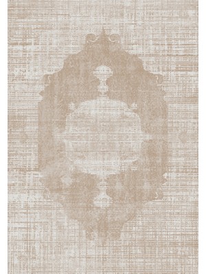 Saraz Halı Modern Bej Krem Dokulu Klasik Desenli Baskı Şönil Kilim Kaymaz Taban Salon Oturma Odası Yatak Odası Kilimi SH14