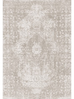 Saraz Halı Modern Bej Krem Etnik Göbek Desenli Baskı Şönil Kilim Kaymaz Taban Salon Oturma Odası Yatak Odası Kilimi SH17