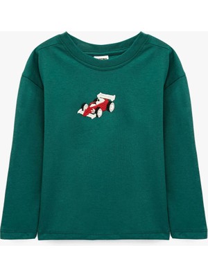Koton Nakışlı Oversize Yeşil Erkek Bebek Sweatshirt 7WMB10040TK