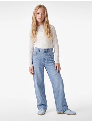 Koton Ispanyol Paça Indigo Kız Çocuk Jean Pantolon 7WKG40032AD