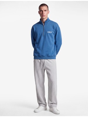 Koton Pamuklu Regular Fit Nakışlı Uzun Kollu Yarım Fermuarlı Sweatshirt