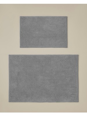 English Home Macaroni Kaydırmaz Taban Banyo Paspası Seti 60X90 + 40X60 cm Gri