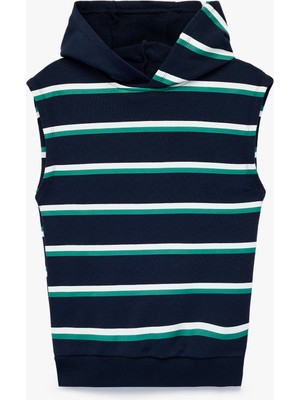 Koton Üç Iplik Baskılı Oversize Kapşonlu Kolsuz Sweatshirt