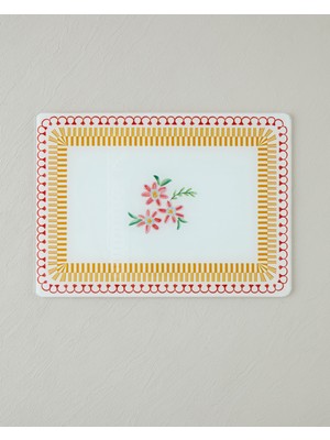 English Home Red Flowers Cam Kesme Tahtası 20X30 cm Kırmızı-Turuncu