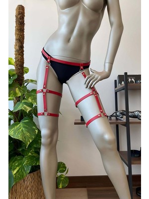 Esranın Dünyası Kırmızı Deri Jartiyer Harness