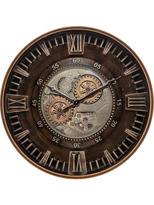 Han Clock, Metal Çarklı Duvar Saati 60CM (Bakır)