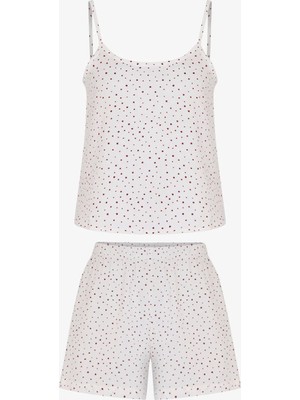 Penti Kırık Beyaz Fiona Muslin Puantiye Desenli Şort Pijama Takımı