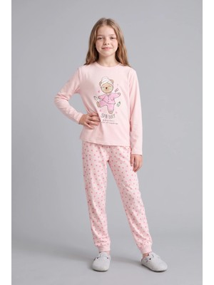 DeFacto Baskılı Uzun Kollu Üst Lastikli Paça Alt 2'li Pijama Takımı Kız Çocuk I3895A826AU