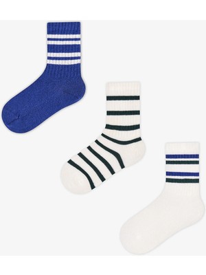 Penti Erkek Çocuk Mavi Sailor Çizgili Pamuklu 3 Çift Soket Çorap