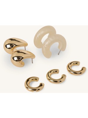 DeFacto Kadın 5li Kalın Formlu Halka ve Earcuff Küpe SETI I6724AXNS