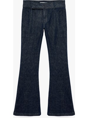 Koton Kemer Detaylı Normal Bel Dar Kesim Pamuklu Ispanyol Paça Denim Pantolon - Flare Jeans