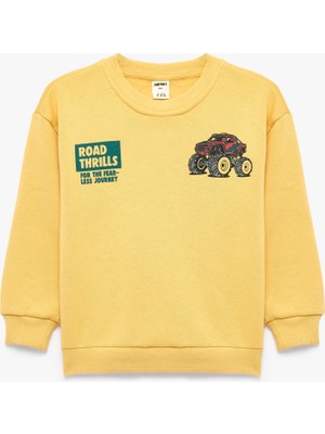 Koton Baskı Detaylı Şardonlu Bisiklet Yaka Uzun Kollu Sweatshirt