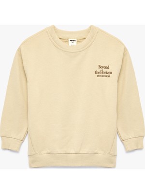 Koton Baskılı Şardonlu Pamuklu Bisiklet Yaka Uzun Kollu Sweatshirt